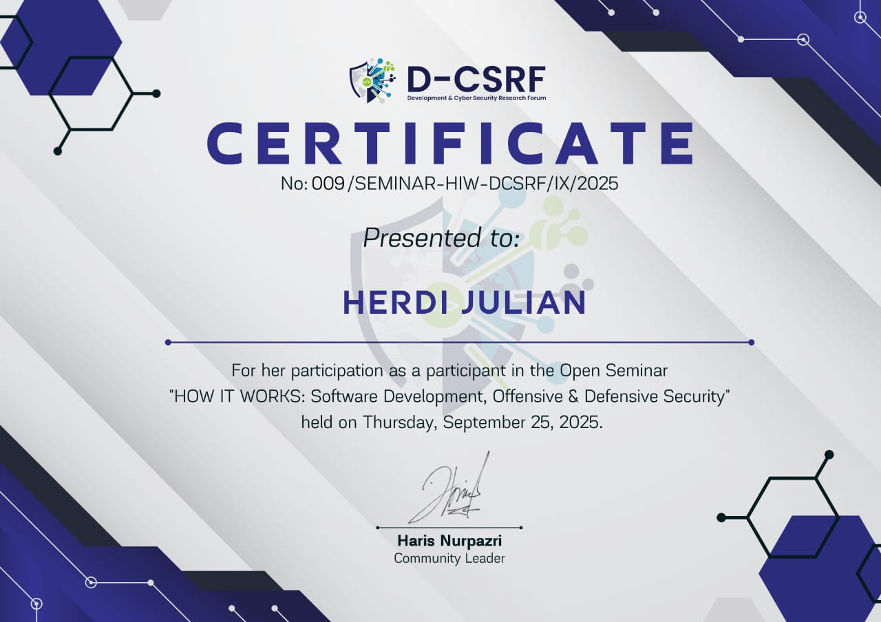 Sertifikat Seminar Cyber Security